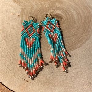 Turquoise beaded earrings by Vici Collection
